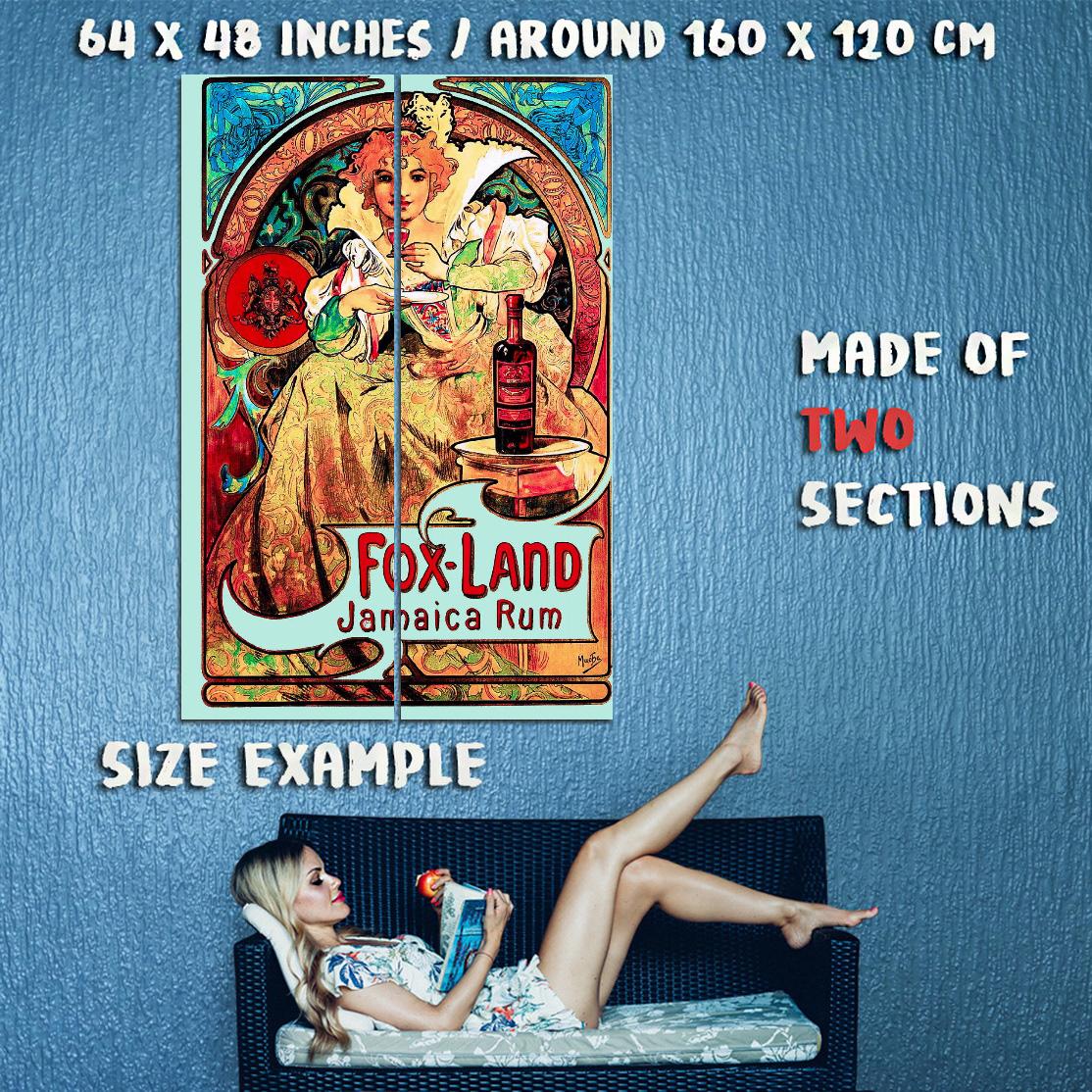 96968 Fox Land Jamaica Rum French Nouveau Caribbean Decor Wall Print Poster